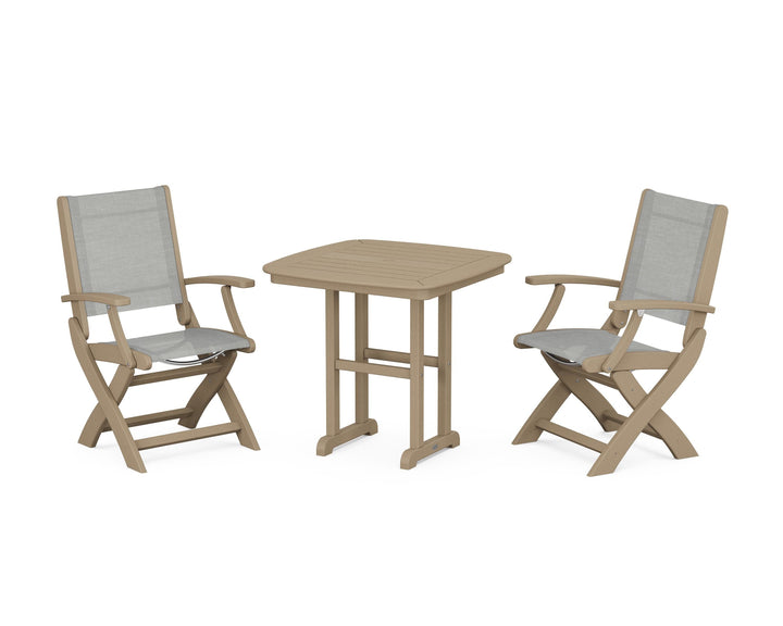 POLYWOOD® Coastal Folding Chair 3-Piece Dining Set