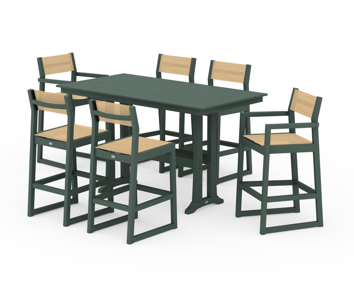 POLYWOOD® EDGE Sling 7-Piece Farmhouse Bar Set with Trestle Legs