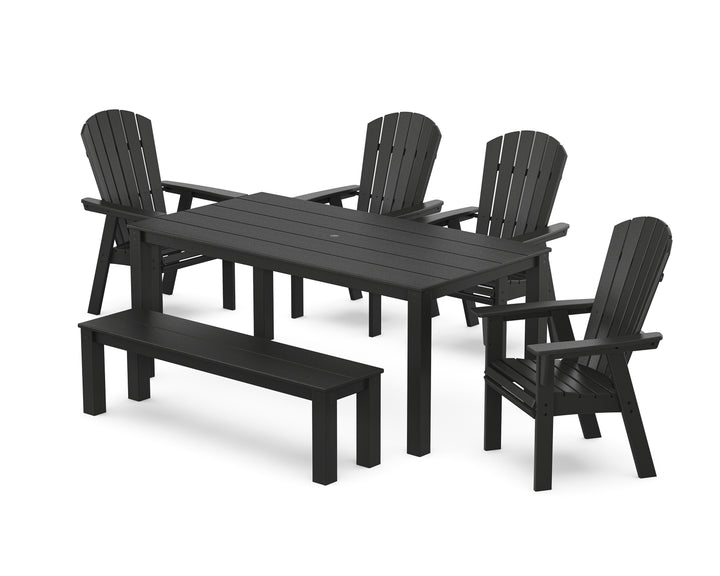 POLYWOOD® Nautical Curveback Adirondack 6-Piece Parsons Dining Set with Bench