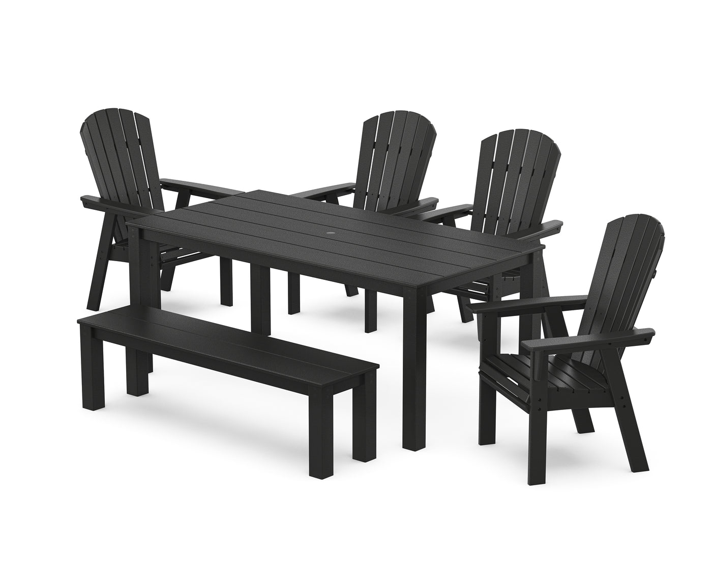 Nautical Curveback Adirondack 6-Piece Parsons Dining Set with Bench