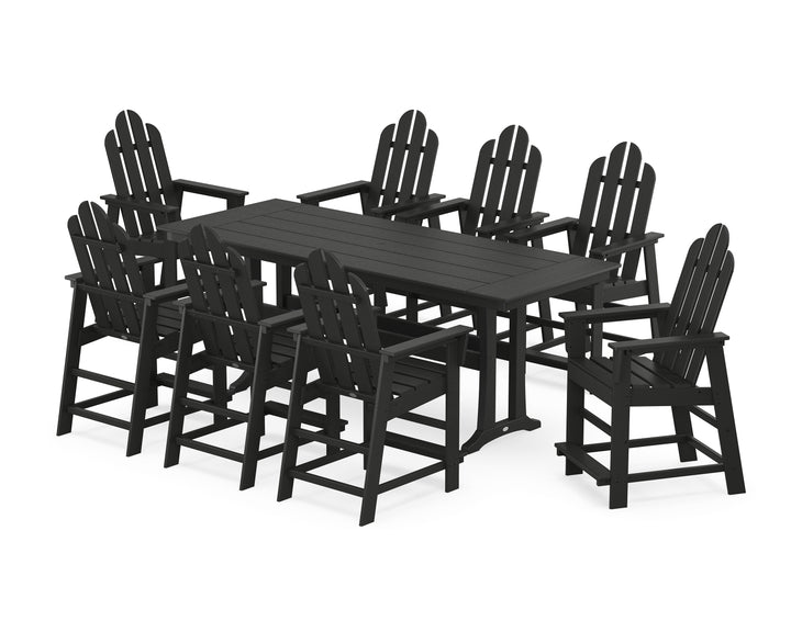 POLYWOOD® Long Island 9-Piece Farmhouse Counter Set with Trestle Legs