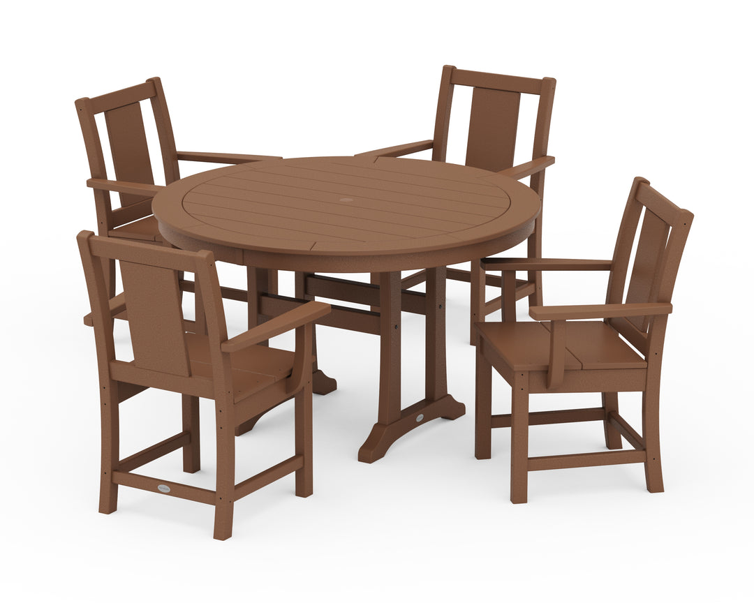 POLYWOOD® Prairie 5-Piece Round Dining Set with Trestle Legs