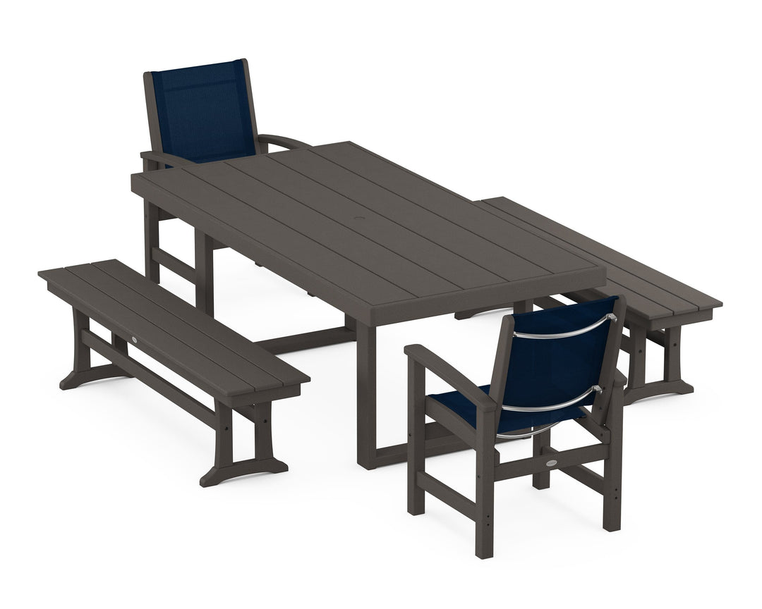 POLYWOOD® Coastal 5-Piece Dining Set with Trestle Legs