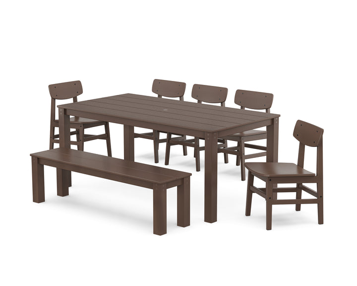 POLYWOOD® Modern Studio Urban Chair 7-Piece Parsons Dining Set with Bench