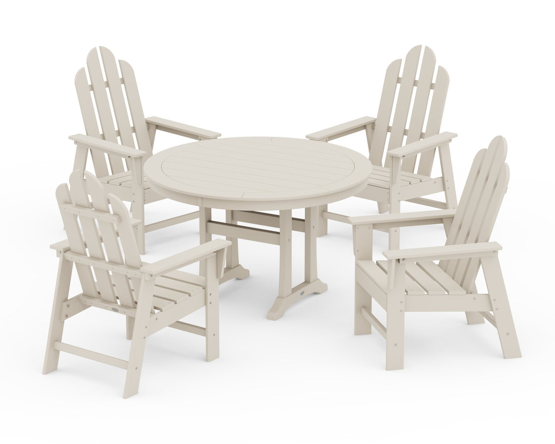 POLYWOOD® Long Island 5-Piece Round Dining Set with Trestle Legs