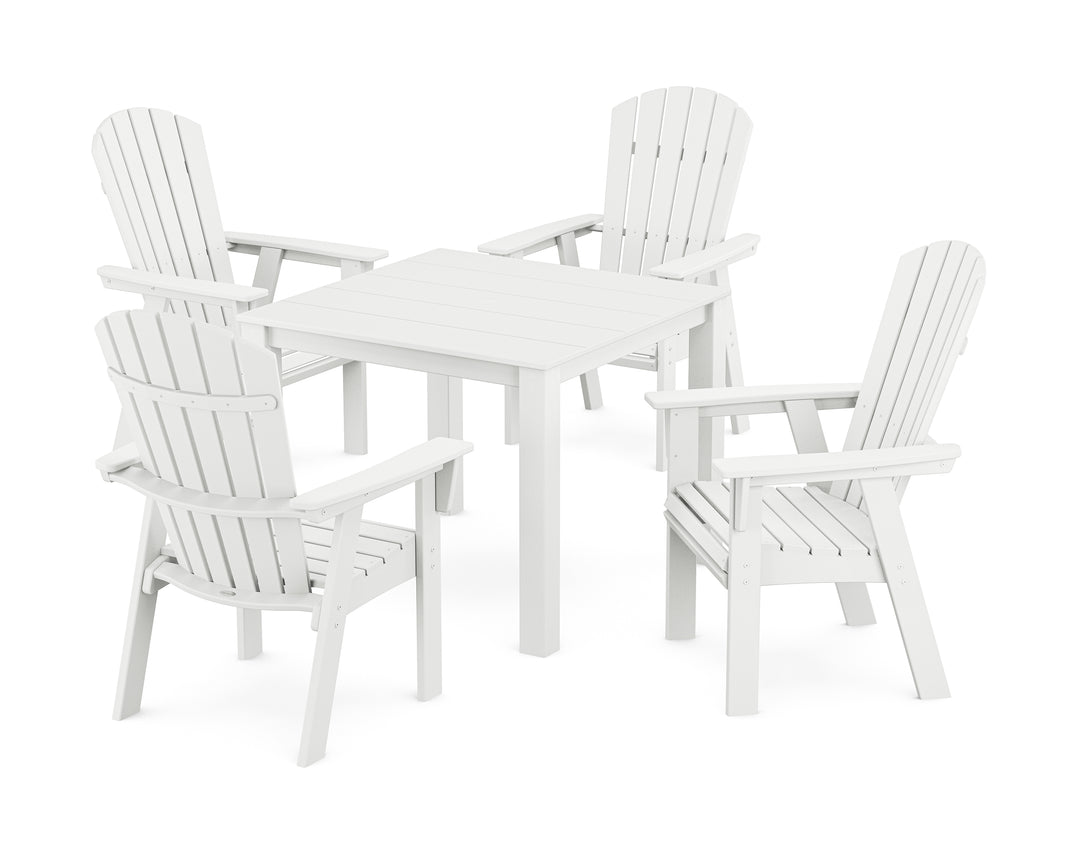 POLYWOOD® Nautical Curveback Adirondack 5-Piece Parsons Dining Set