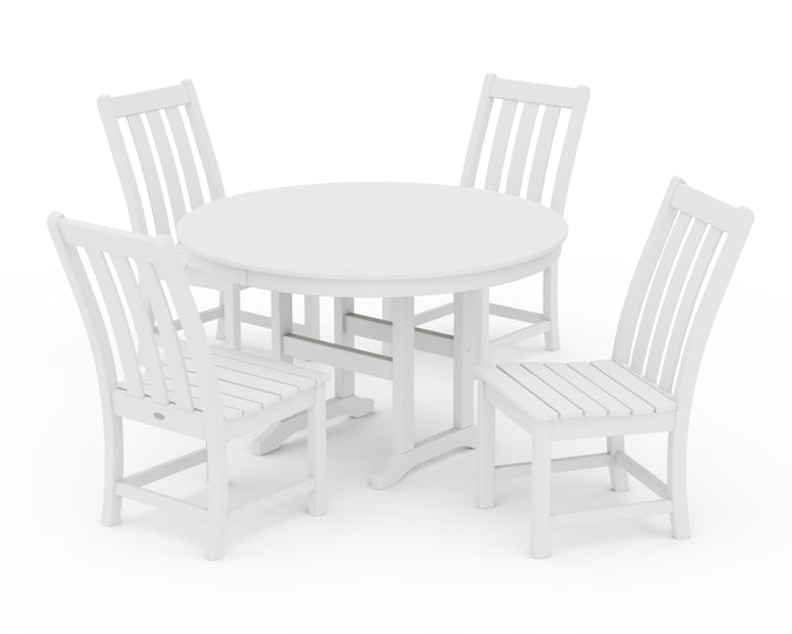 POLYWOOD® Vineyard 5-Piece Round Farmhouse Side Chair Dining Set