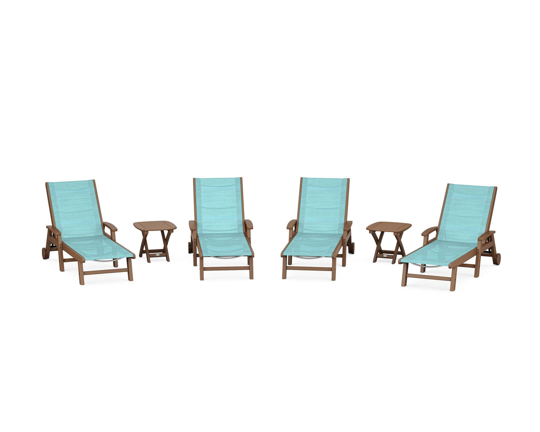 POLYWOOD® Coastal Chaise 6-Piece Set with Wheels