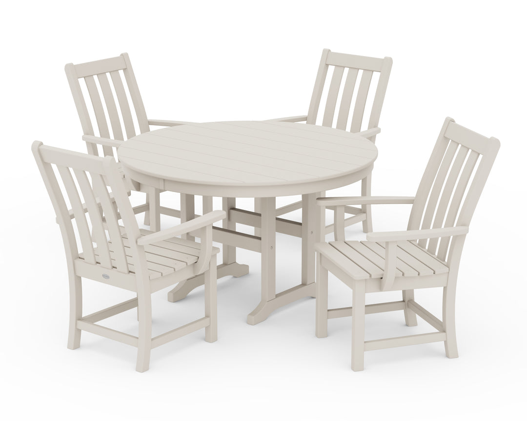 POLYWOOD® Vineyard 5-Piece Round Farmhouse Dining Set
