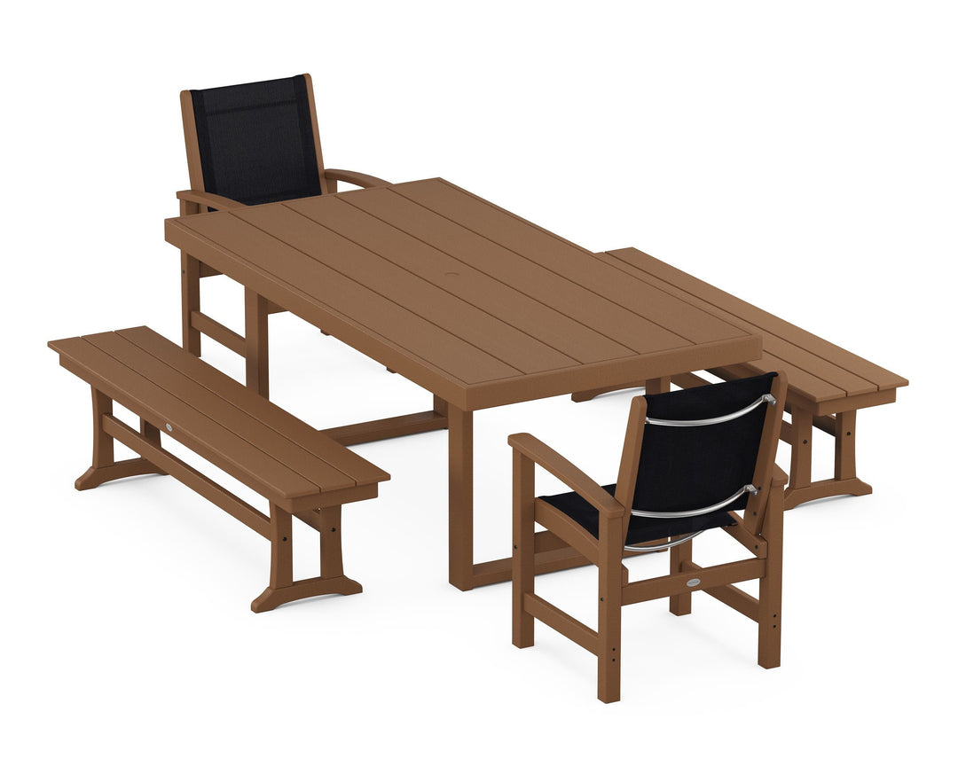 POLYWOOD® Coastal 5-Piece Dining Set with Trestle Legs