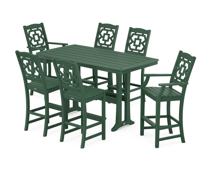 Martha Stewart by POLYWOOD® Chinoiserie 7-Piece Bar Set with Trestle Legs