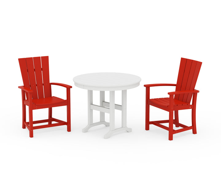 POLYWOOD® Quattro 3-Piece Round Farmhouse Dining Set