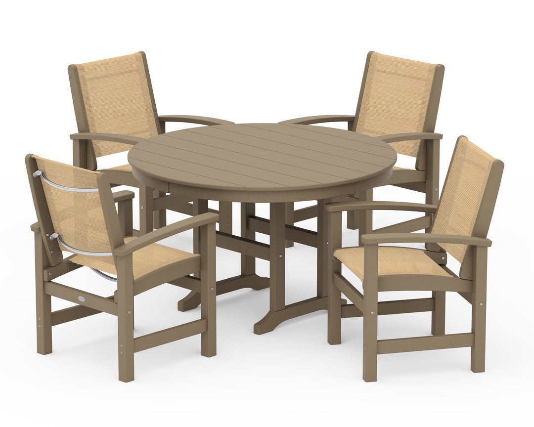 POLYWOOD® Coastal 5-Piece Round Farmhouse Dining Set