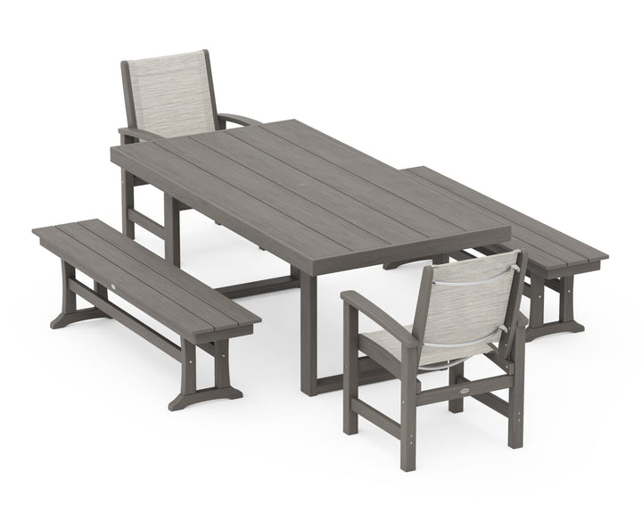 POLYWOOD® Coastal 5-Piece Dining Set with Trestle Legs
