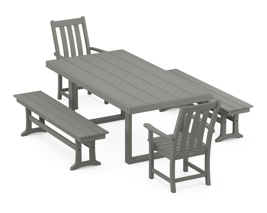 POLYWOOD® Vineyard 5-Piece Dining Set with Benches