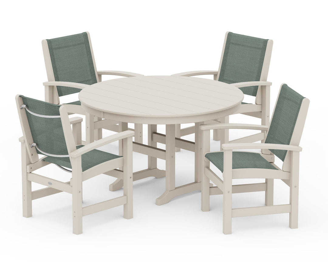 POLYWOOD® Coastal 5-Piece Round Farmhouse Dining Set