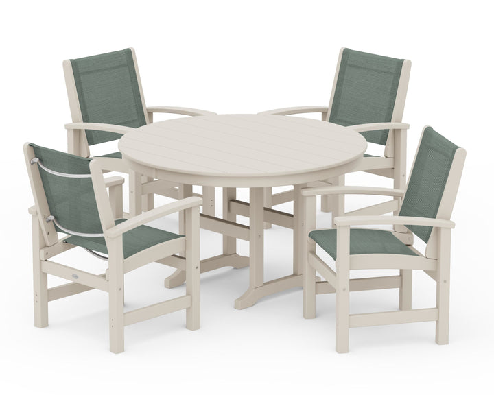POLYWOOD® Coastal 5-Piece Round Farmhouse Dining Set
