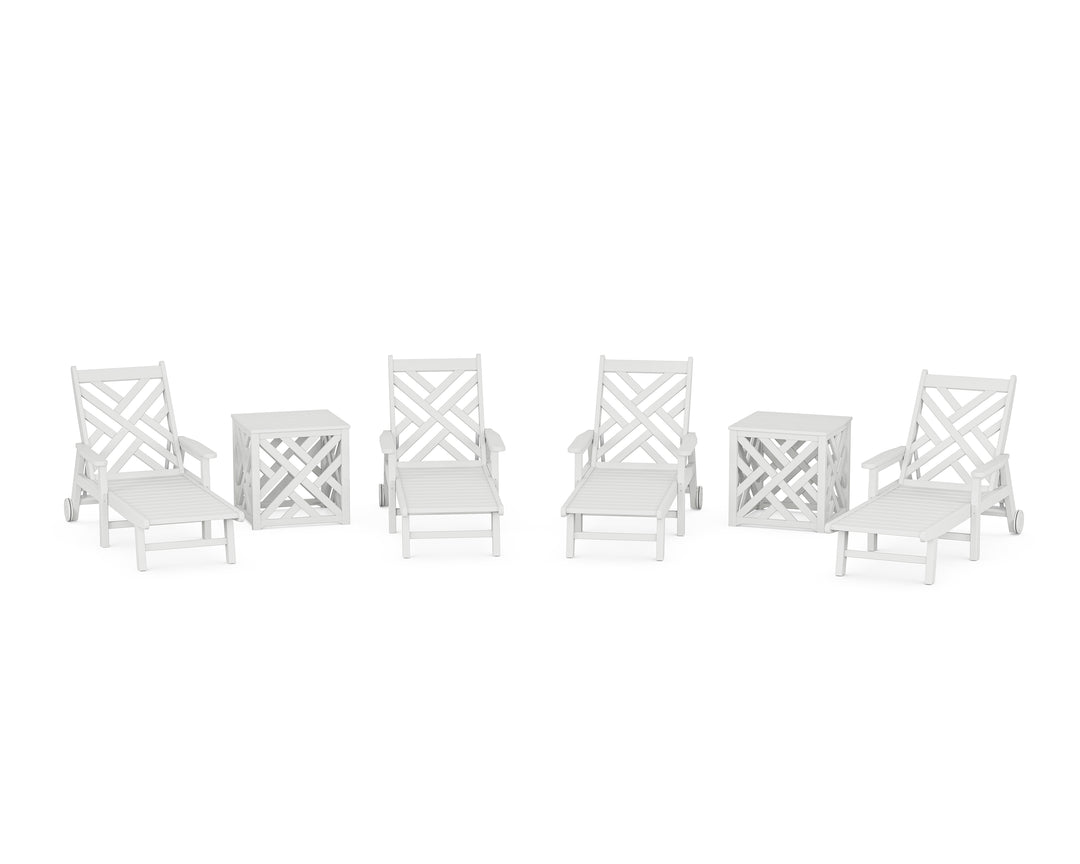 POLYWOOD® Chippendale 6-Piece Chaise Set with Umbrella Stand Accent Table