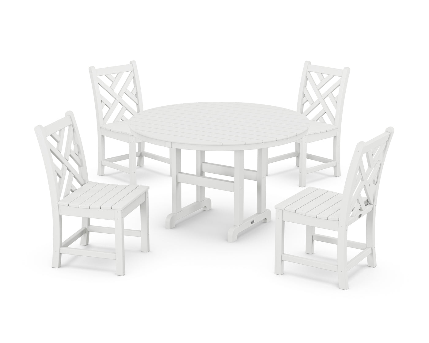 Chippendale 5-Piece Round Farmhouse Side Chair Dining Set