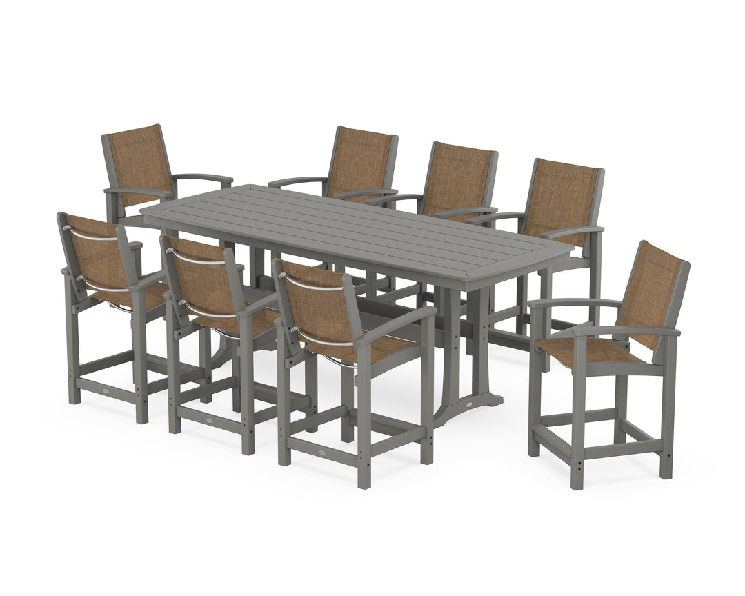 POLYWOOD® Coastal 9-Piece Counter Set with Trestle Legs