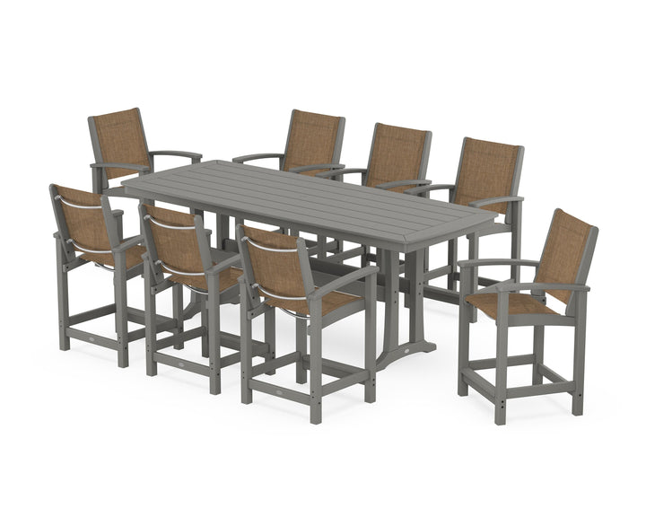 POLYWOOD® Coastal 9-Piece Counter Set with Trestle Legs