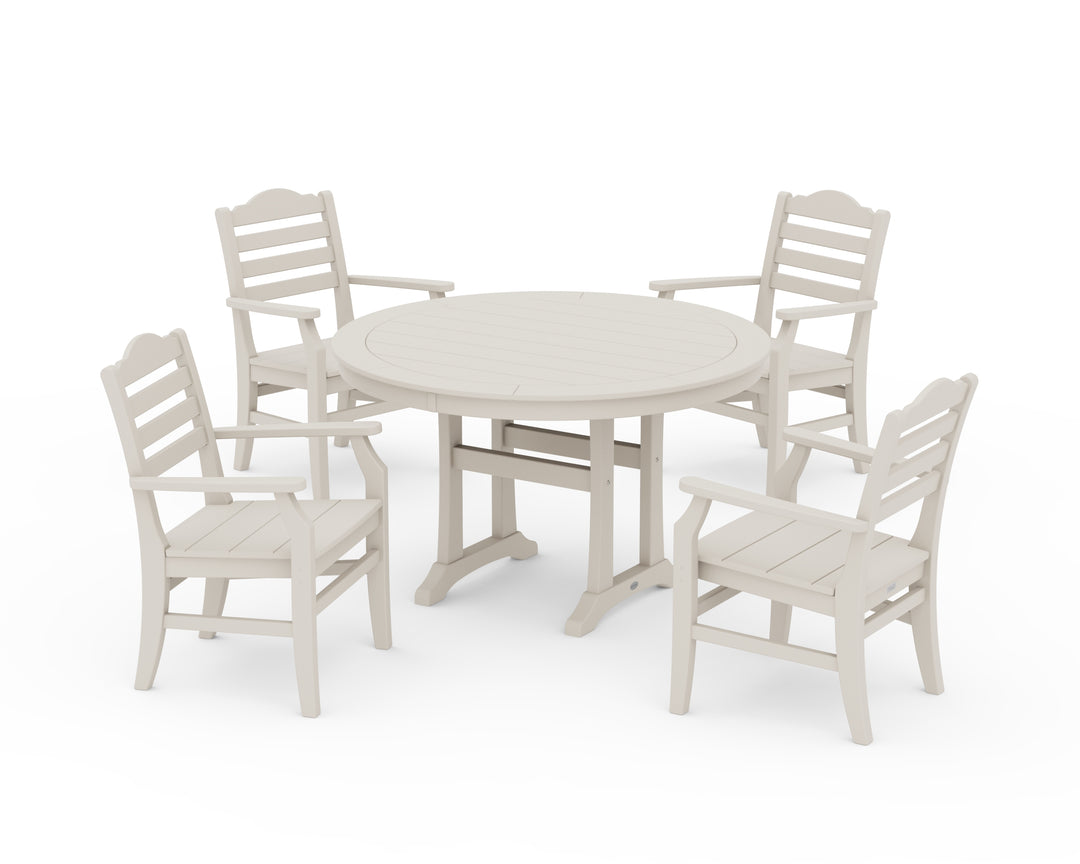 POLYWOOD® Savannah 5-Piece Round Dining Set with Trestle Legs