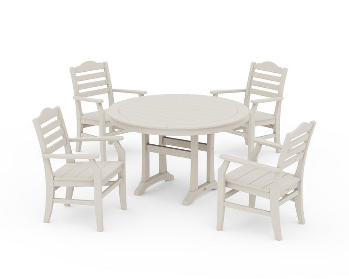 POLYWOOD® Savannah 5-Piece Round Dining Set with Trestle Legs