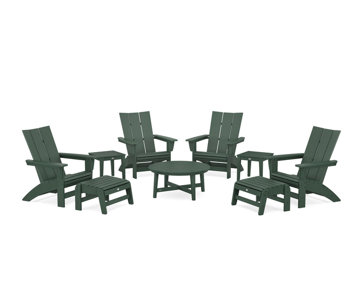 POLYWOOD® Modern Grand Adirondack 9-Piece Conversation Set