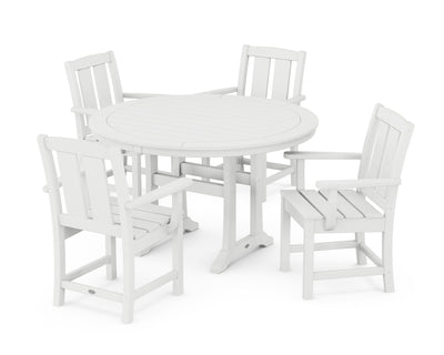 Mission 5-Piece Round Dining Set with Trestle Legs