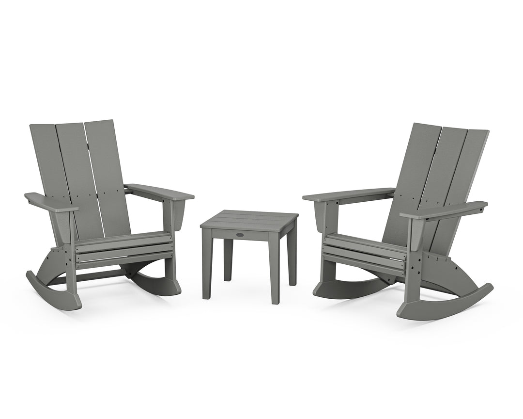 POLYWOOD® Modern Curveback 3-Piece Adirondack Rocking Chair Set