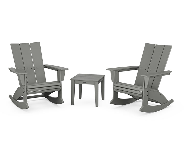 POLYWOOD® Modern Curveback 3-Piece Adirondack Rocking Chair Set