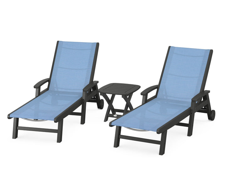 POLYWOOD® Coastal 3-Piece Wheeled Chaise Set