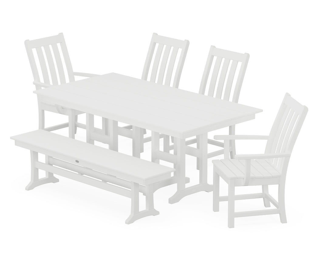 POLYWOOD® Vineyard 6-Piece Farmhouse Dining Set with Bench