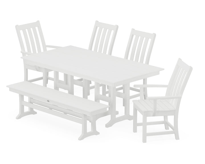 POLYWOOD® Vineyard 6-Piece Farmhouse Dining Set with Bench