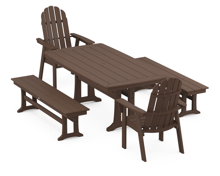 POLYWOOD® Vineyard Adirondack 5-Piece Dining Set with Trestle Legs