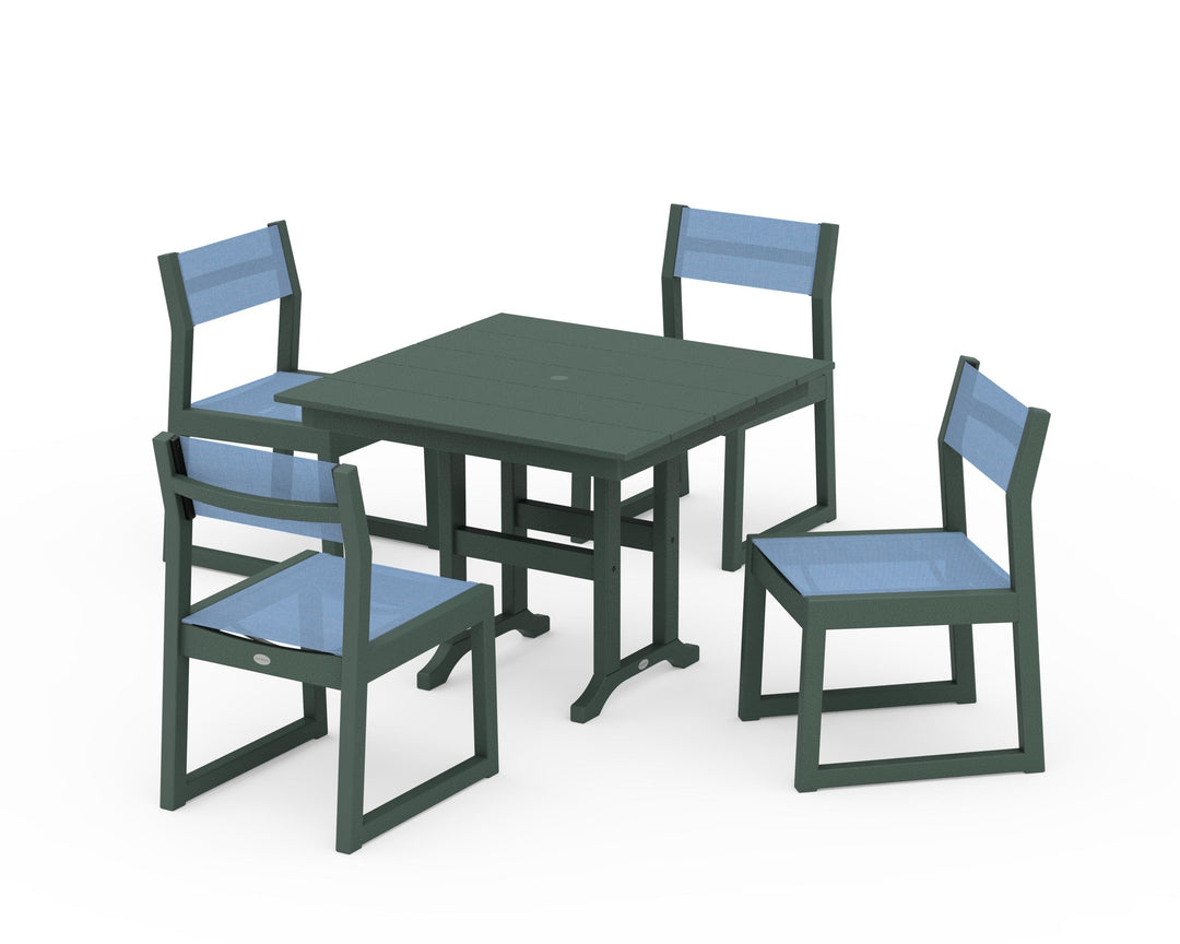 POLYWOOD® EDGE Sling Side Chair 5-Piece Farmhouse Dining Set