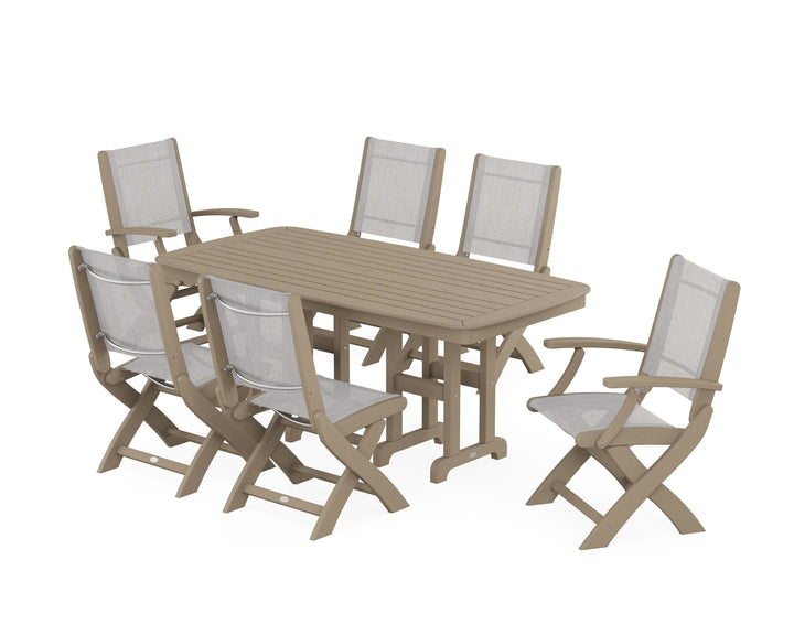 POLYWOOD® Coastal Folding Chair 7-Piece Dining Set