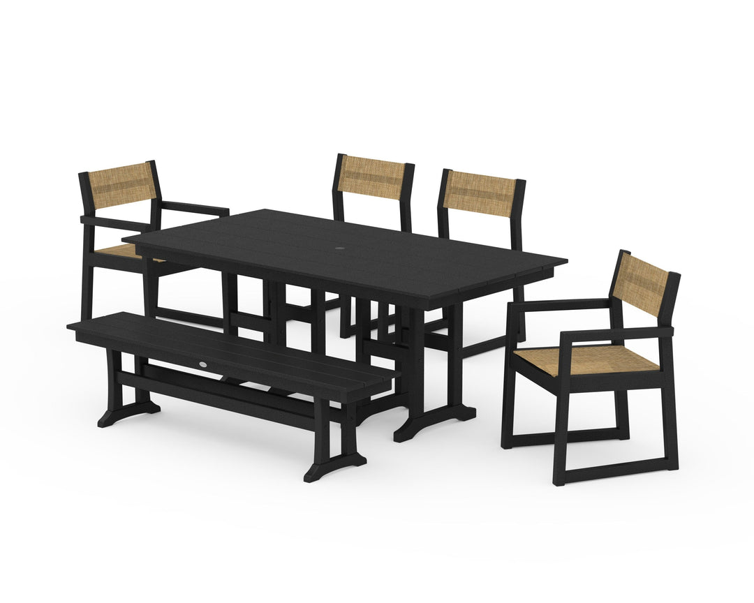 POLYWOOD® EDGE Sling 6-Piece Farmhouse Dining Set