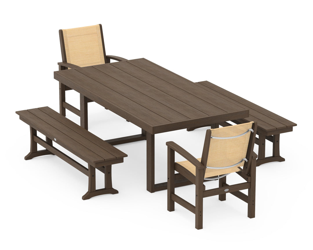 POLYWOOD® Coastal 5-Piece Dining Set with Trestle Legs