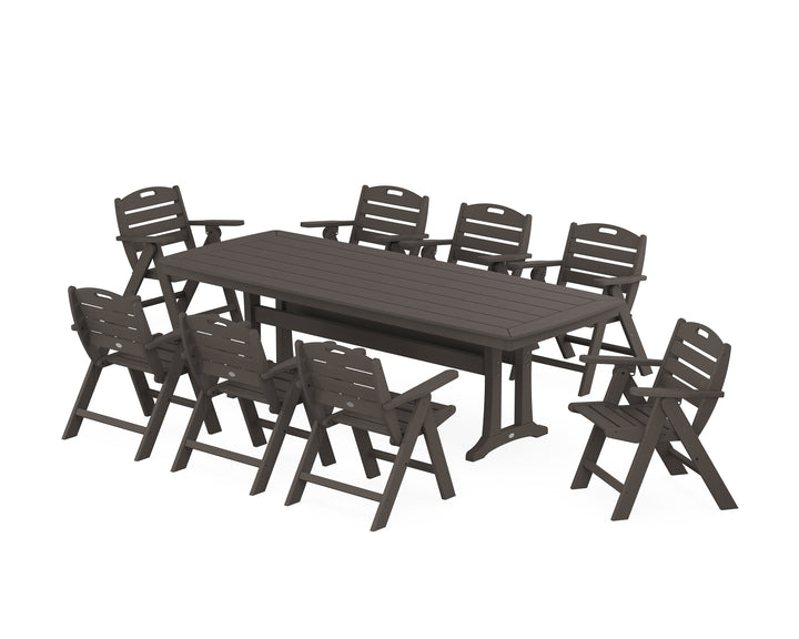 POLYWOOD® Nautical Lowback 9-Piece Dining Set with Trestle Legs