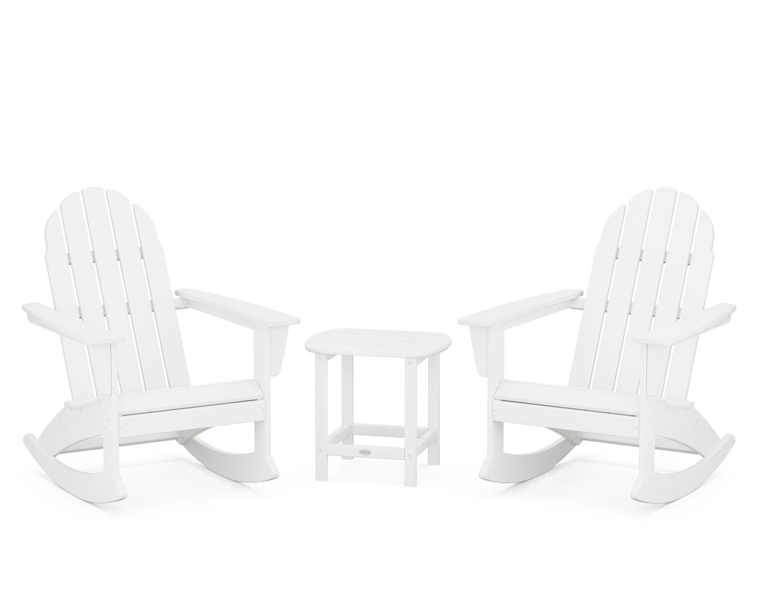 POLYWOOD® Vineyard 3-Piece Adirondack Rocking Chair Set with South Beach 18" Side Table