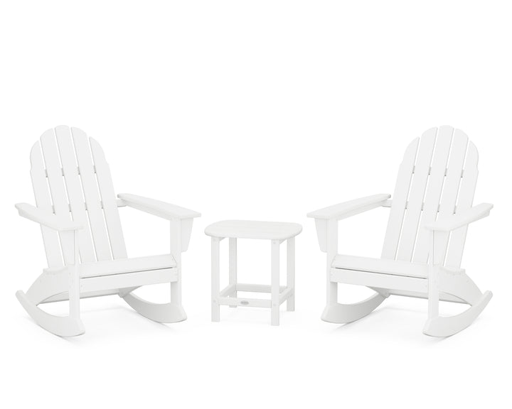 POLYWOOD® Vineyard 3-Piece Adirondack Rocking Chair Set with South Beach 18" Side Table