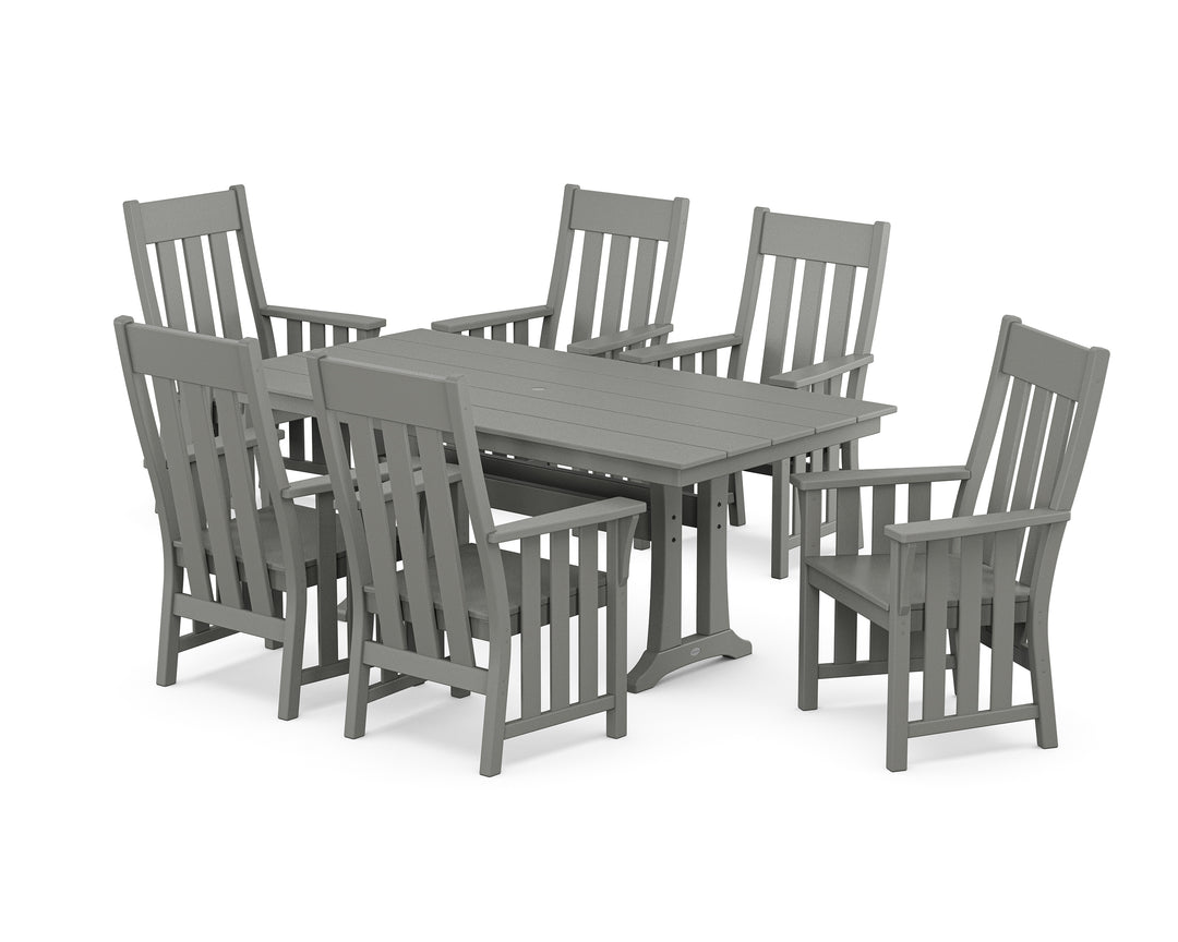 Martha Stewart by POLYWOOD® Acadia Arm Chair 7-Piece Farmhouse Dining Set with Trestle Legs