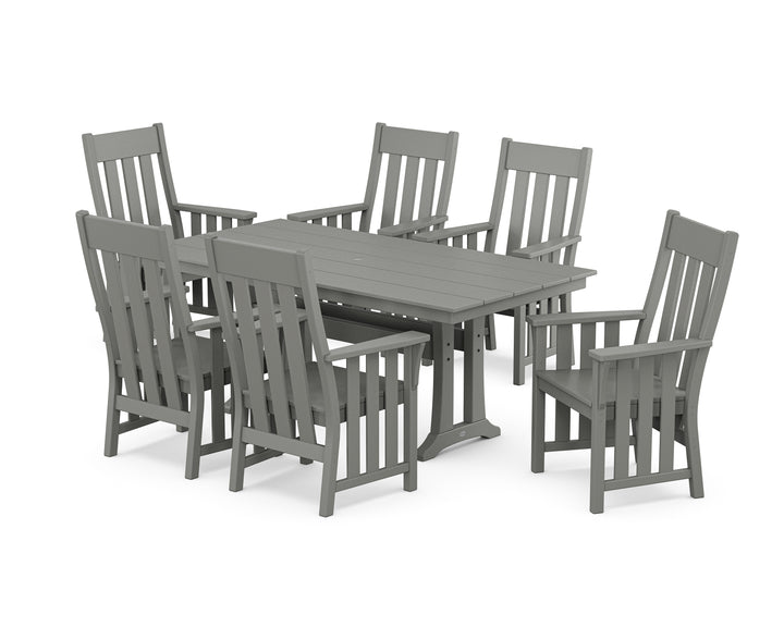 Martha Stewart by POLYWOOD® Acadia Arm Chair 7-Piece Farmhouse Dining Set with Trestle Legs