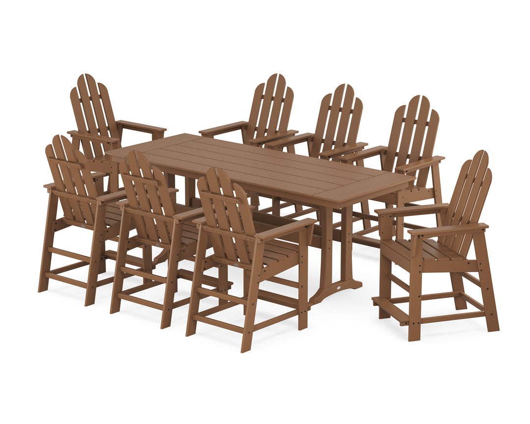 POLYWOOD® Long Island 9-Piece Farmhouse Counter Set with Trestle Legs