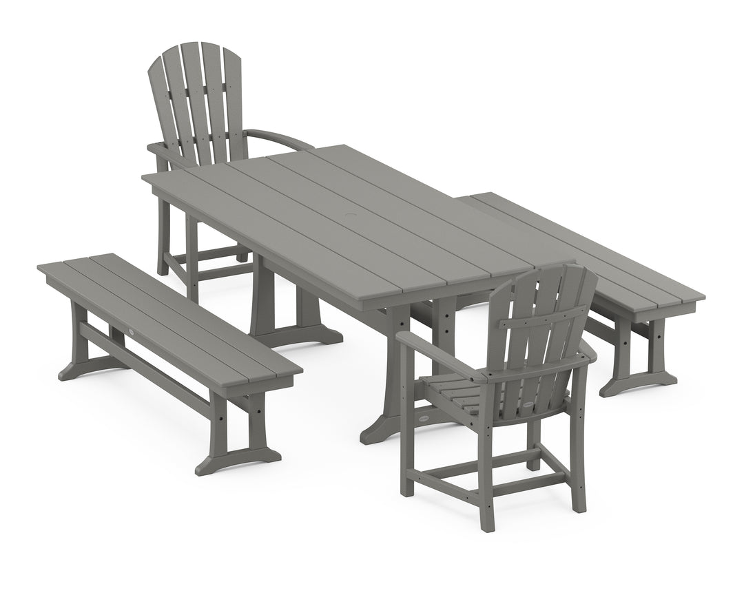 POLYWOOD® Palm Coast 5-Piece Farmhouse Dining Set With Trestle Legs