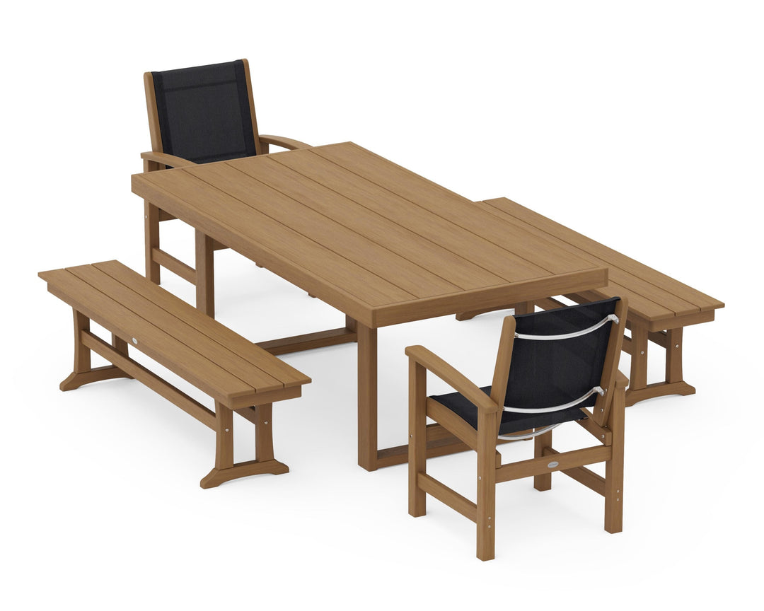POLYWOOD® Coastal 5-Piece Dining Set with Trestle Legs