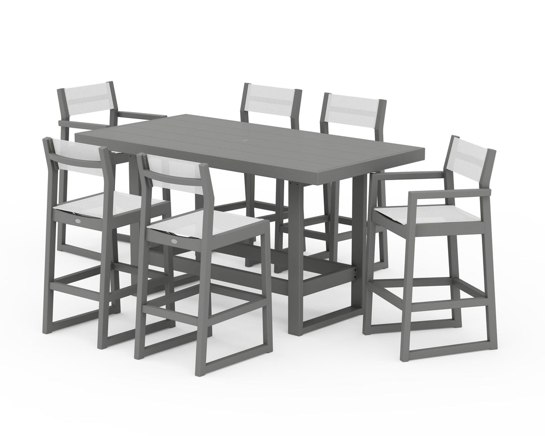 POLYWOOD® EDGE Sling 7-Piece Bar Table Set