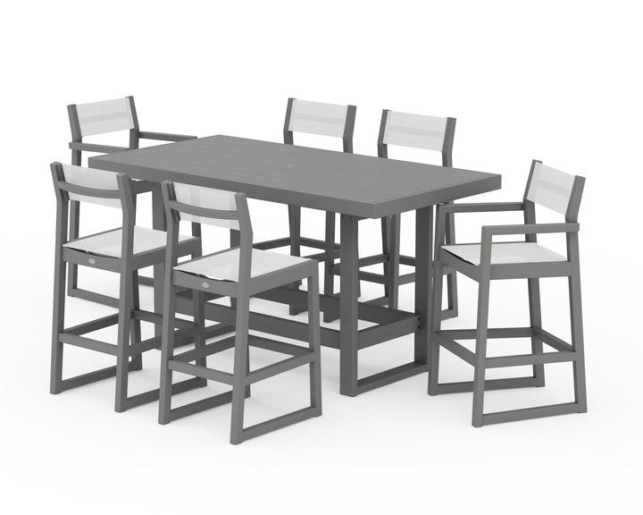 POLYWOOD® EDGE Sling 7-Piece Bar Table Set