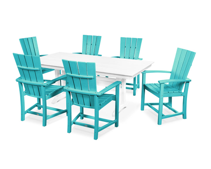 POLYWOOD® Quattro 7-Piece Farmhouse Dining Set with Trestle Legs